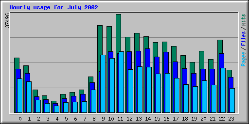 Hourly usage for July 2002